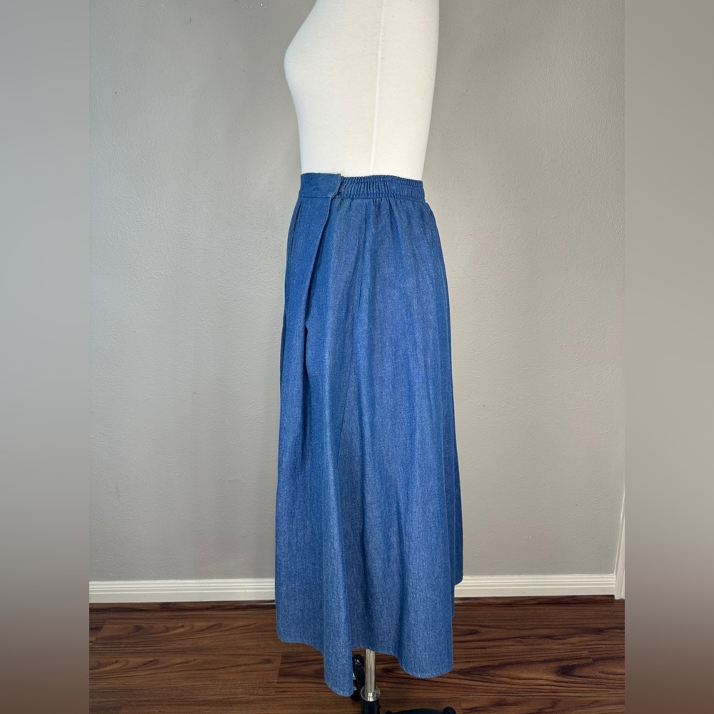Blue Midi Skirt with Multicolor Striped Inset M/L. - Picture 6 of 11